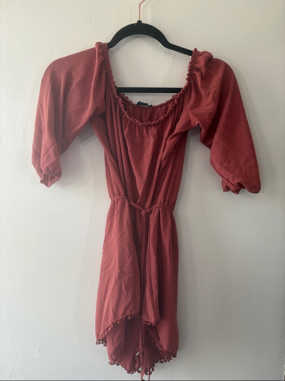 Rust Red Off-Shoulder Romper
